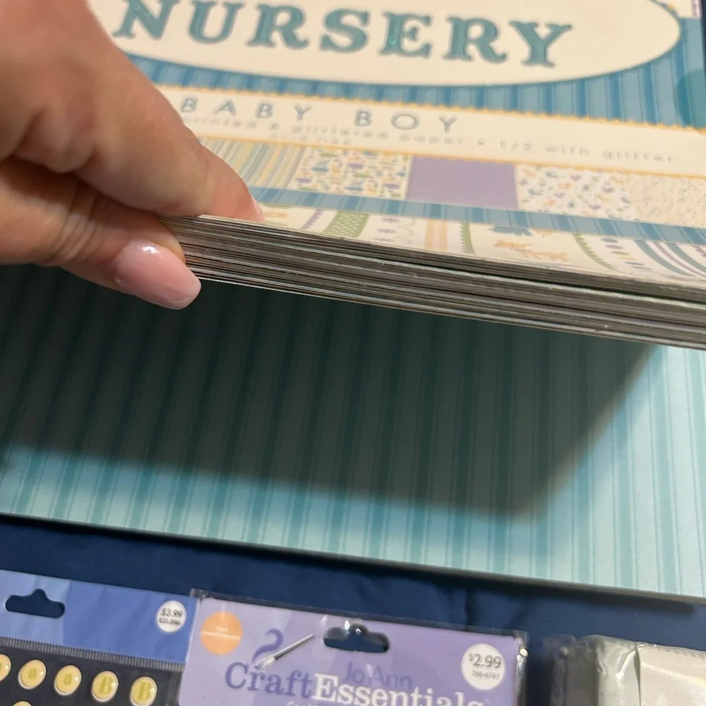 Nursery Baby Boy Scrapbook Kit - Blue and Green